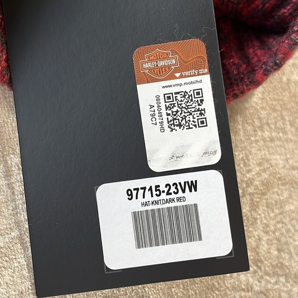 Brand New Harley-Davidson Motorcycles Knit Ribbed Beanie Hat Marbled Dark Red - Picture 7 of 13